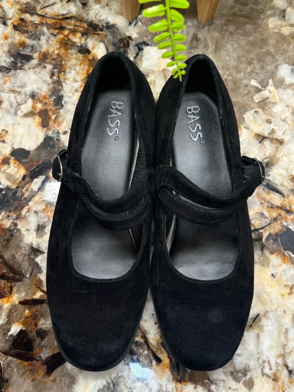 Bass Black Suede Mary Jane Flats for Kids